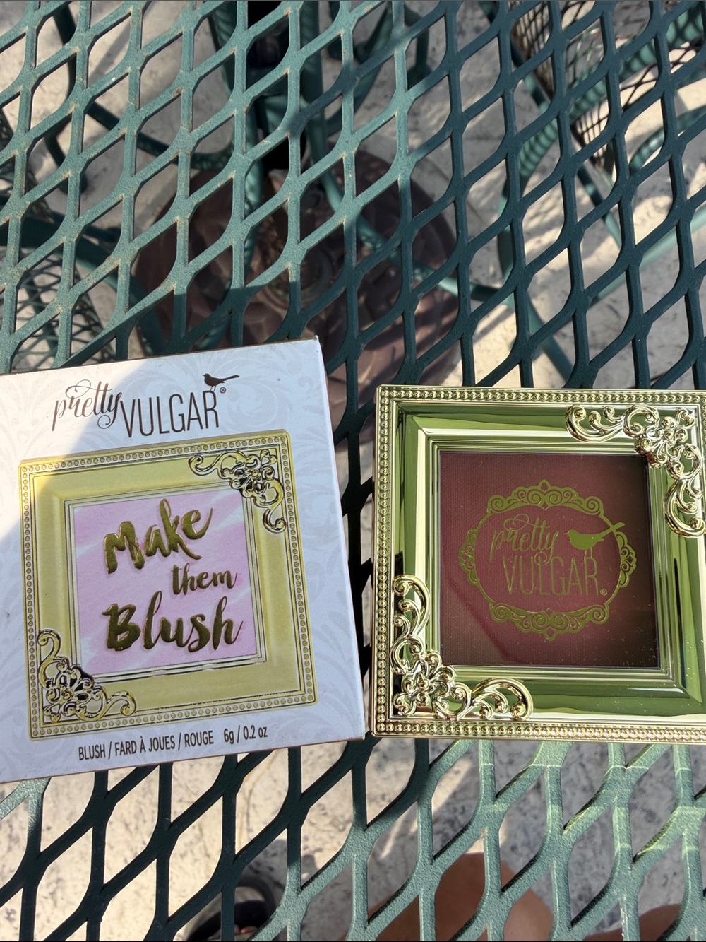 Pretty Vulgar Gold Frame Blush Compact with sweet Revenge Blush